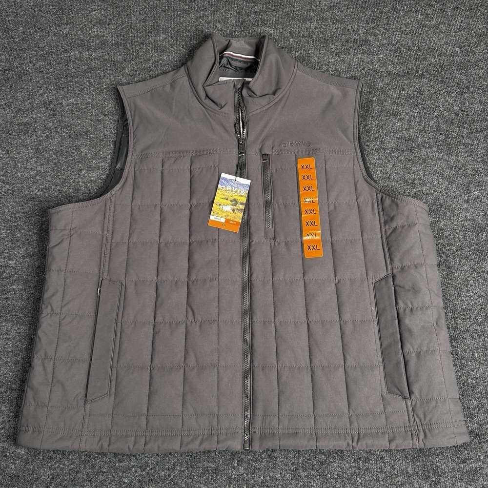 Orvis Vest Mens Size XXL Gray Blazer‎ Quilted Jacket Sleeveless 1174138 BIG NWT